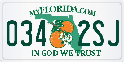 FL license plate 0342SJ