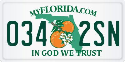 FL license plate 0342SN
