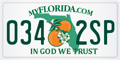 FL license plate 0342SP