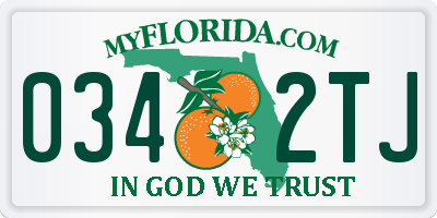 FL license plate 0342TJ