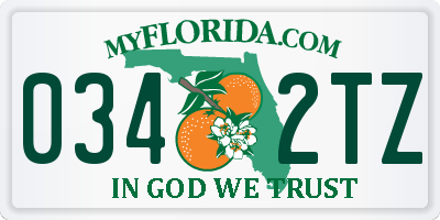 FL license plate 0342TZ