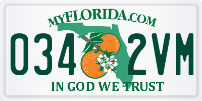 FL license plate 0342VM