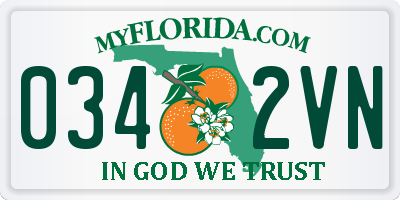 FL license plate 0342VN