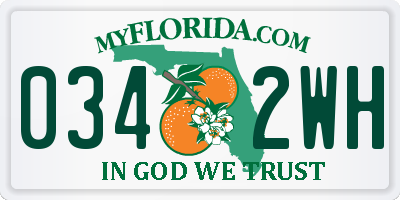 FL license plate 0342WH