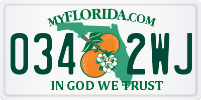 FL license plate 0342WJ