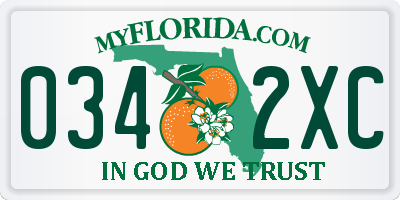 FL license plate 0342XC