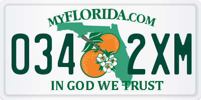 FL license plate 0342XM