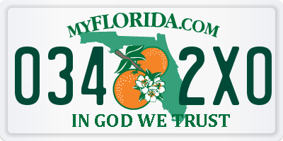 FL license plate 0342XO
