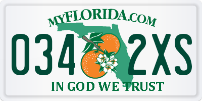 FL license plate 0342XS