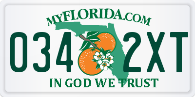 FL license plate 0342XT