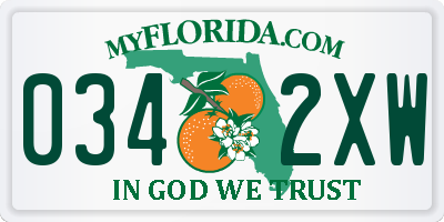 FL license plate 0342XW