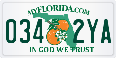 FL license plate 0342YA