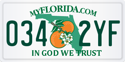 FL license plate 0342YF