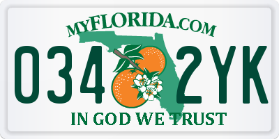 FL license plate 0342YK