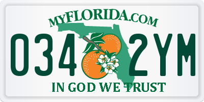 FL license plate 0342YM