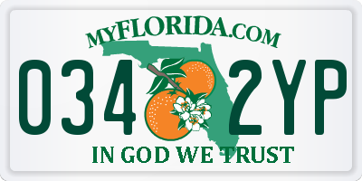 FL license plate 0342YP