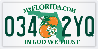 FL license plate 0342YQ