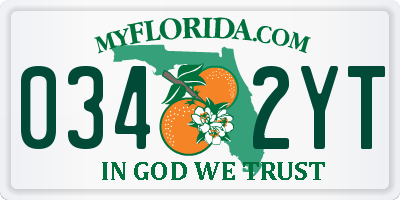 FL license plate 0342YT
