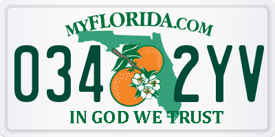 FL license plate 0342YV