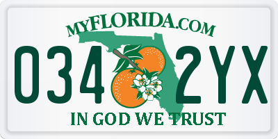 FL license plate 0342YX
