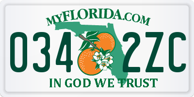 FL license plate 0342ZC