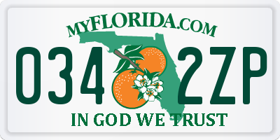 FL license plate 0342ZP