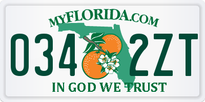 FL license plate 0342ZT