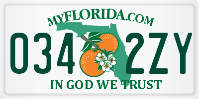 FL license plate 0342ZY