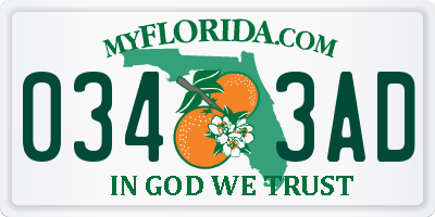 FL license plate 0343AD