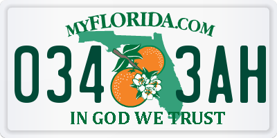 FL license plate 0343AH
