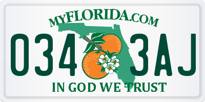 FL license plate 0343AJ