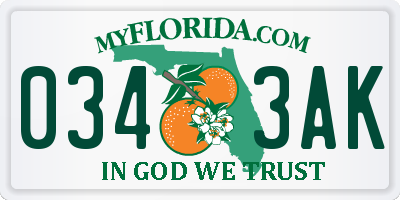FL license plate 0343AK
