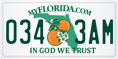 FL license plate 0343AM