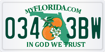 FL license plate 0343BW