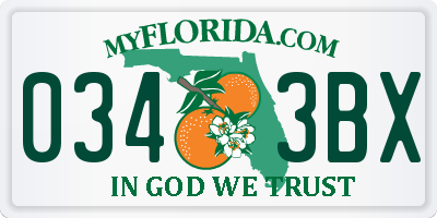 FL license plate 0343BX