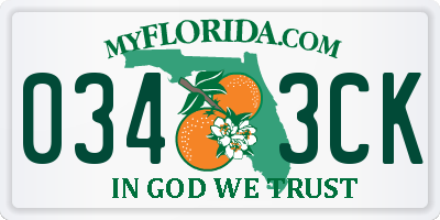 FL license plate 0343CK