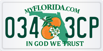 FL license plate 0343CP