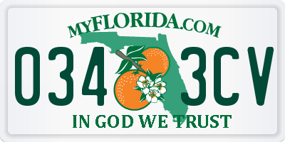 FL license plate 0343CV