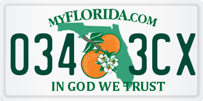 FL license plate 0343CX