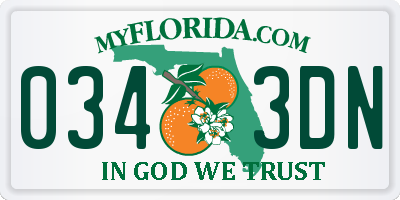 FL license plate 0343DN