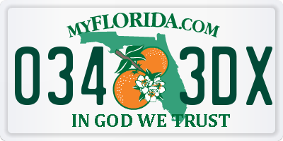 FL license plate 0343DX