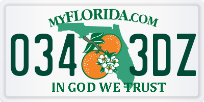 FL license plate 0343DZ