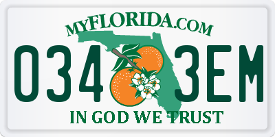 FL license plate 0343EM