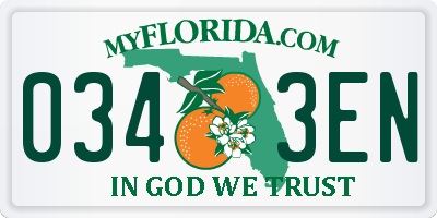 FL license plate 0343EN