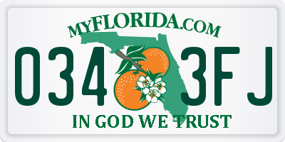 FL license plate 0343FJ