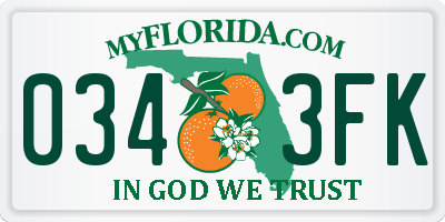 FL license plate 0343FK