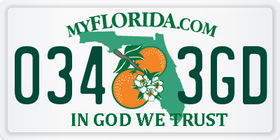 FL license plate 0343GD