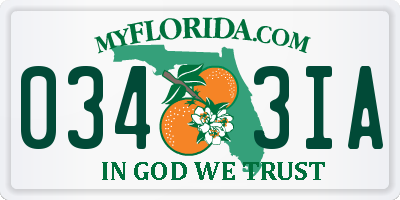FL license plate 0343IA