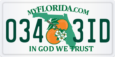 FL license plate 0343ID