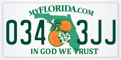 FL license plate 0343JJ